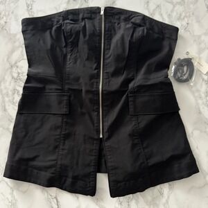 Anthropologie Black Strapless Convertible Zip Front Bodice Top Women Size Large